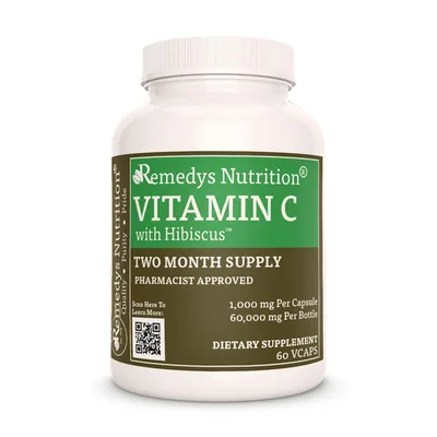Remedy's Nutrition vitamin C bottle with hibiscus on natural wood background representing the editor's choice for best vitamin C 2026