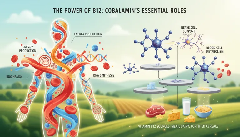 Vitamin B12 cobalamin essential functions supporting energy and nerve health Vitamin B12 cobalamin essential functions supporting energy and nerve health