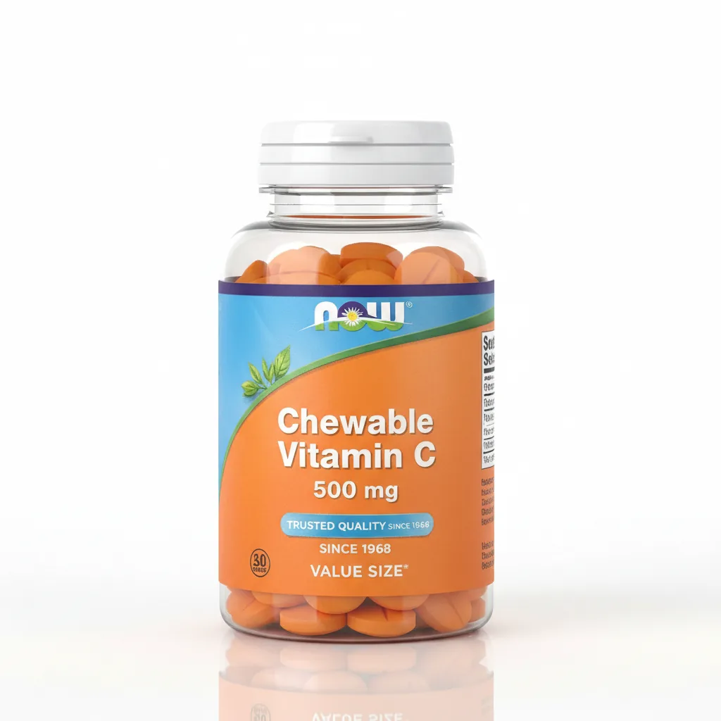 NOW Foods chewable vitamin C 500mg tablets vegan allergen-free supplement for best value