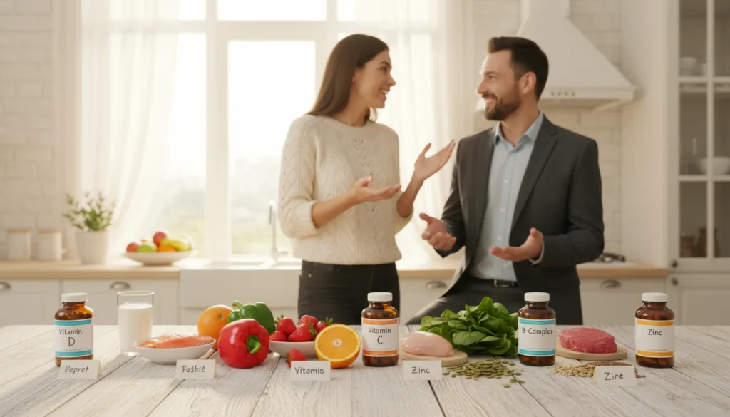 Daily vitamins for men and women - vitamin D, C, B-complex, and zinc for adults and seniors