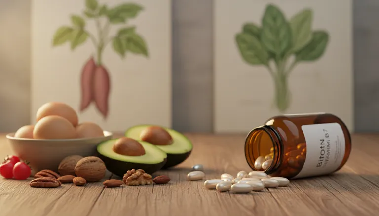 biotin vitamin B7 supplement with egg salmon and almonds showing best food sources