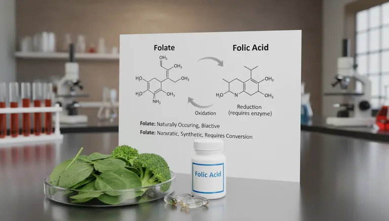 difference between natural folate vitamin B9 and synthetic folic acid supplement forms