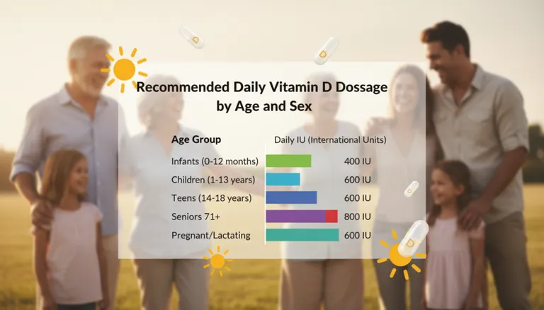 Recommended daily vitamin D dosage chart by age group