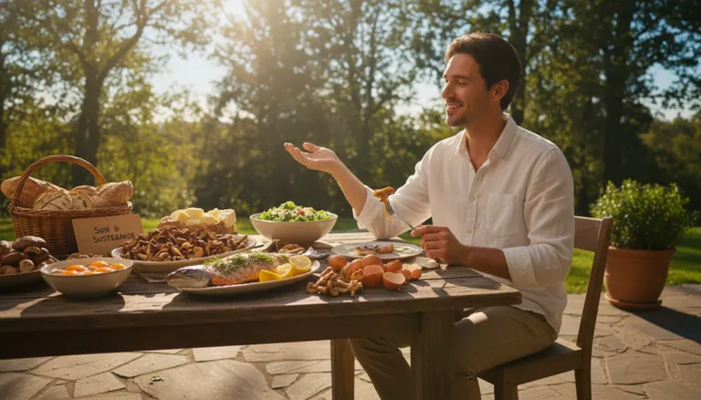 Vitamin D sources from sun exposure and diet