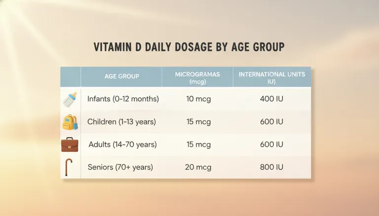 vitamin D daily dose recommendations by age group