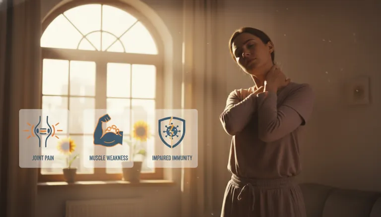 Vitamin D deficiency symptoms and warning signs infographic