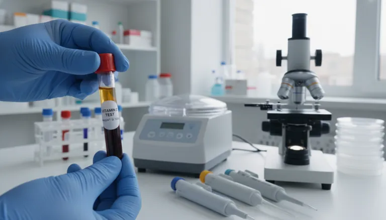 Blood sample being tested for vitamin D levels to assess immune health status